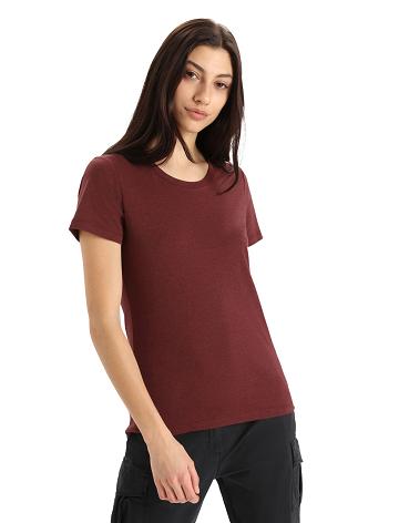 Espresso Icebreaker Merino Central Classic Short Sleeve Women's T Shirts | AU 1564SGLO